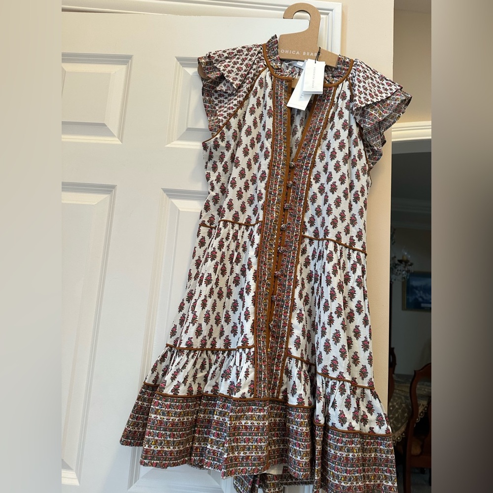 Veronica Beard Amoura dress - coton -color cream multi -size 6 - Brand new 478$